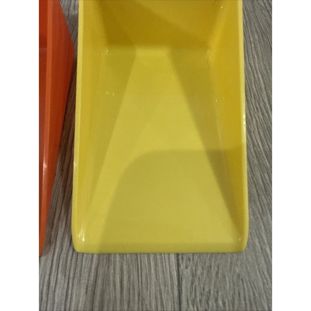 Vintage Tupperware Orange & Yellow Wedge Canister Scoop Flour 1452-5 & 1452-4